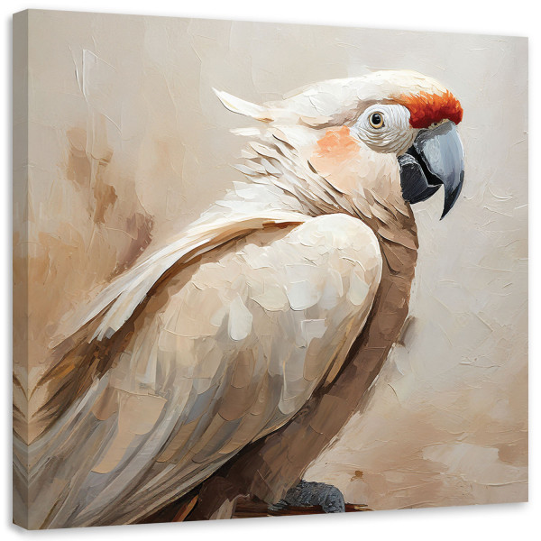 Feeby Obraz, Papuga ptaki beżowy malowany 50x50 315709