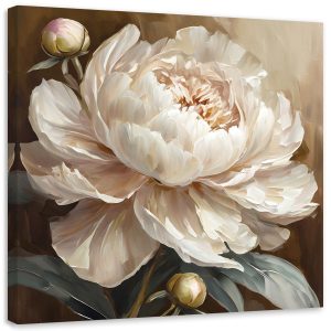 Feeby Obraz, Piwonia malowana beżowy 40×40 317216 Feeby Obraz, Piwonia malowana beżowy 40×40 317216