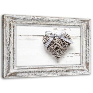 Feeby Obraz Plecione serce z kokardką drewno 120×80 409470 Feeby Obraz Plecione serce z kokardką drewno 120×80 409470