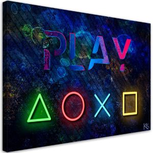 Feeby Obraz Przyciski do kontrolera i napis play 100×70 327601