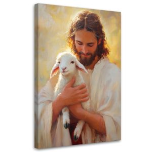 Feeby Obraz religijny, Jezus z Barankiem Bożym 70×100 775889 Feeby Obraz religijny, Jezus z Barankiem Bożym 70×100 775889