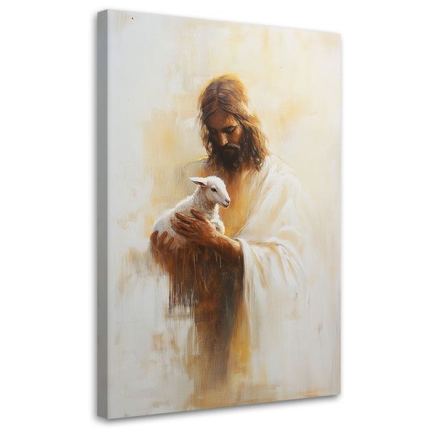 Feeby Obraz religijny, Jezus z Barankiem na rękach 60x90 776565