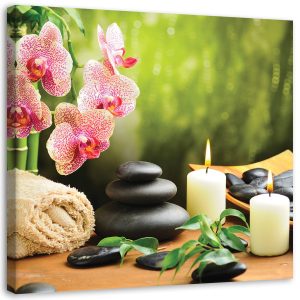 Feeby Obraz Świece orchidea i kamienie zen 50×50 409374 Feeby Obraz Świece orchidea i kamienie zen 50×50 409374