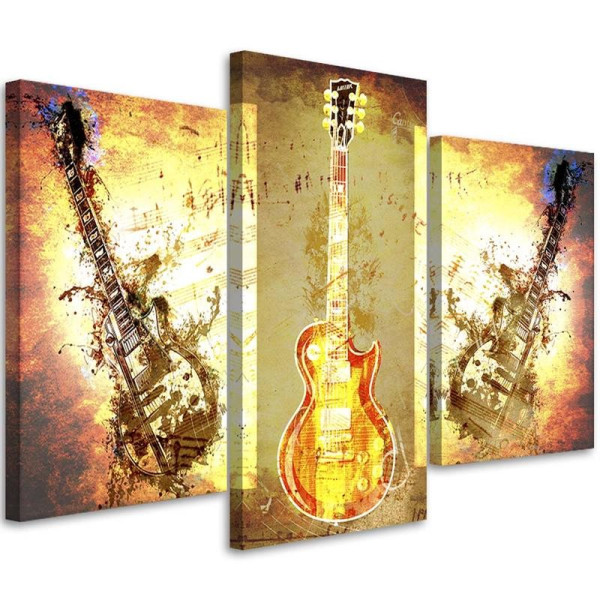 Feeby Obraz tryptyk na płótnie Abstrakcyjna gitara 120x80 409280
