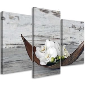 Feeby Obraz tryptyk na płótnie Białe kwiaty orchidei 90×60 386724 Feeby Obraz tryptyk na płótnie Białe kwiaty orchidei 90×60 386724
