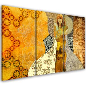 Feeby Obraz tryptyk na płótnie Kobieta na ozdobnym tle 427730 Feeby Obraz tryptyk na płótnie Kobieta na ozdobnym tle 427730