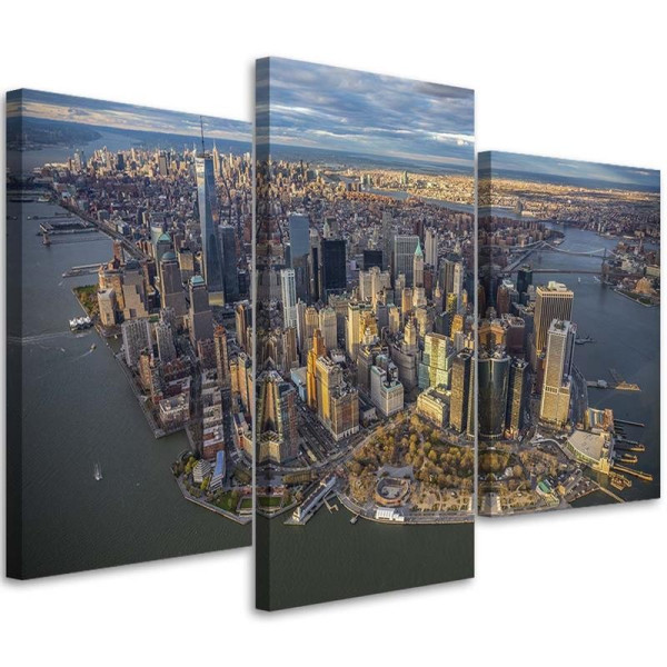 Feeby Obraz tryptyk na płótnie Manhattan z lotu ptaka 120x80 409283