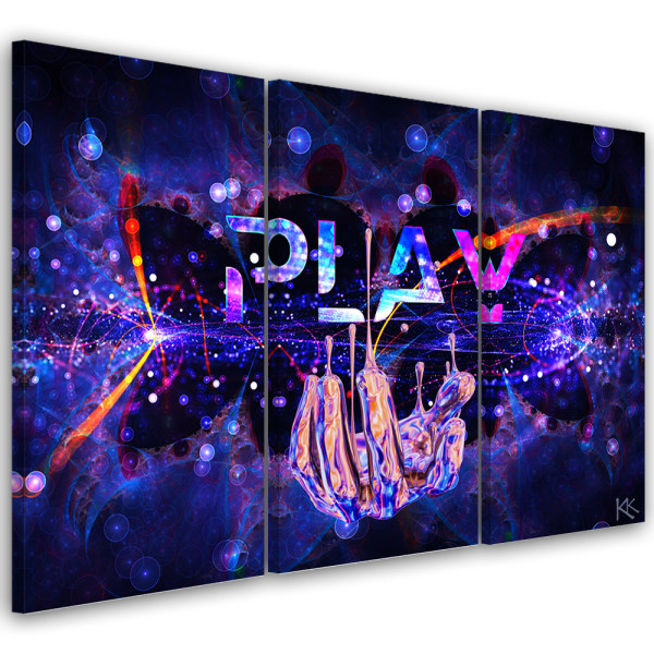 Feeby Obraz tryptyk na płótnie Neon z napisem Play 416625