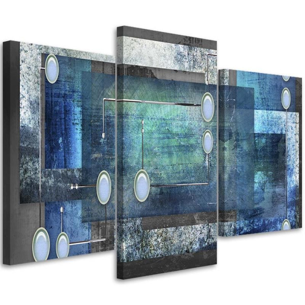 Feeby Obraz tryptyk na płótnie Niebieska abstrakcja 120x80 409487