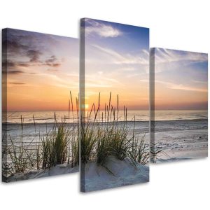 Feeby Obraz tryptyk na płótnie Plaża zachód słońca 120×80 392711 Feeby Obraz tryptyk na płótnie Plaża zachód słońca 120×80 392711