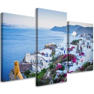 Feeby Obraz tryptyk na płótnie Santorini wiosną 90×60 409076 Feeby Obraz tryptyk na płótnie Santorini wiosną 90×60 409076