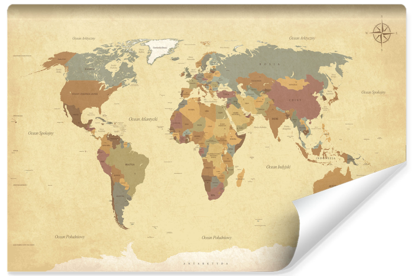 Fototapeta MAPA Polityczna Świata Vintage 300x210cm 259266