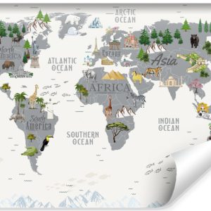 Fototapeta Mapa świata dla dzieci po angielsku 254x184cm 172692 Fototapeta Mapa świata dla dzieci po angielsku 254x184cm 172692