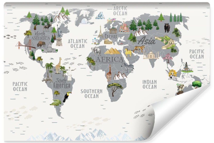 Fototapeta Mapa świata dla dzieci po angielsku 405x270cm 172737
