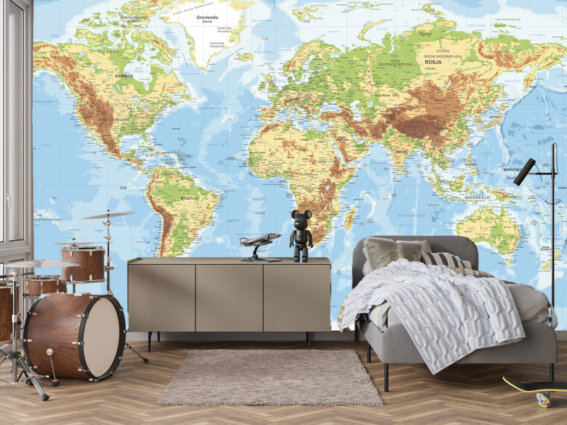 Fototapeta Mapa świata po polsku 100x70cm 987701