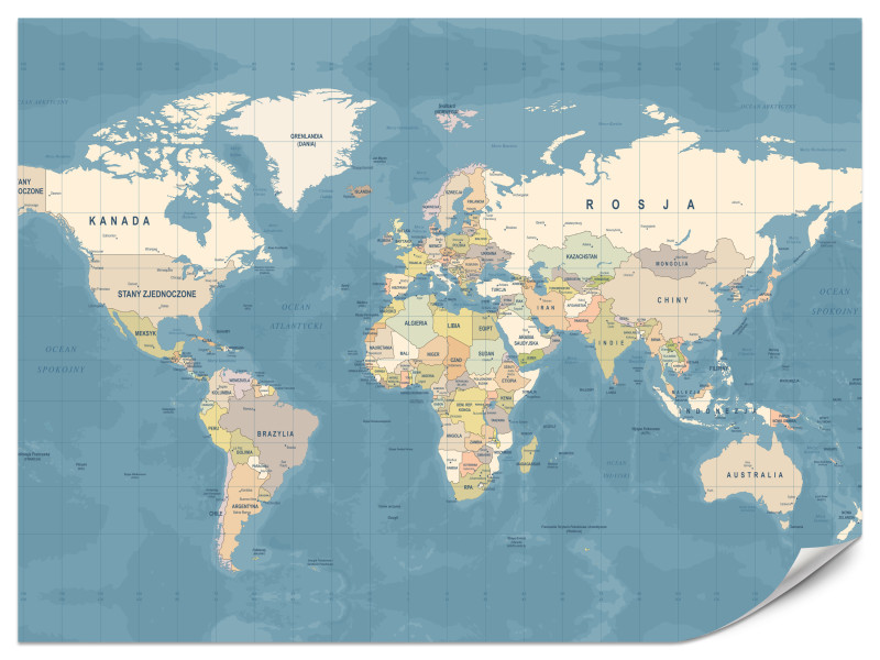 Fototapeta Mapa świata w języku polskim 450x315cm 986706