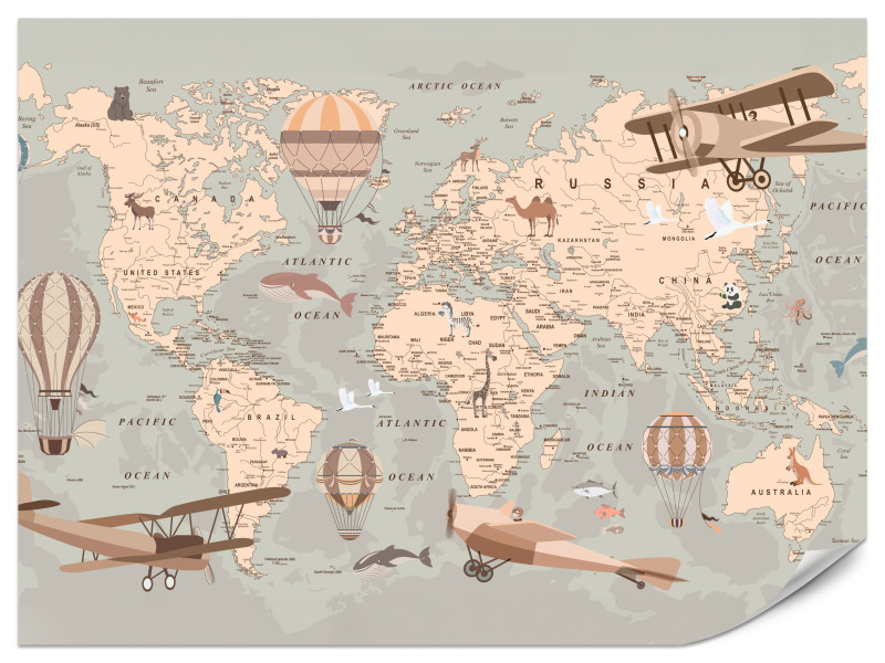 Fototapeta Mapa świata w stylu retro po angielsku 500x350cm 987753