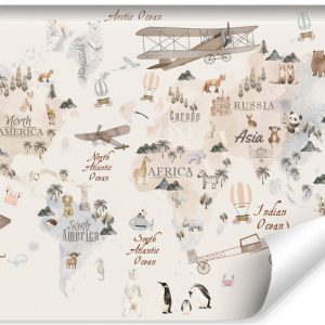 Fototapeta MAPA ŚWIATA Zwierzątka Samoloty 180x120cm 243145 Fototapeta MAPA ŚWIATA Zwierzątka Samoloty 180x120cm 243145