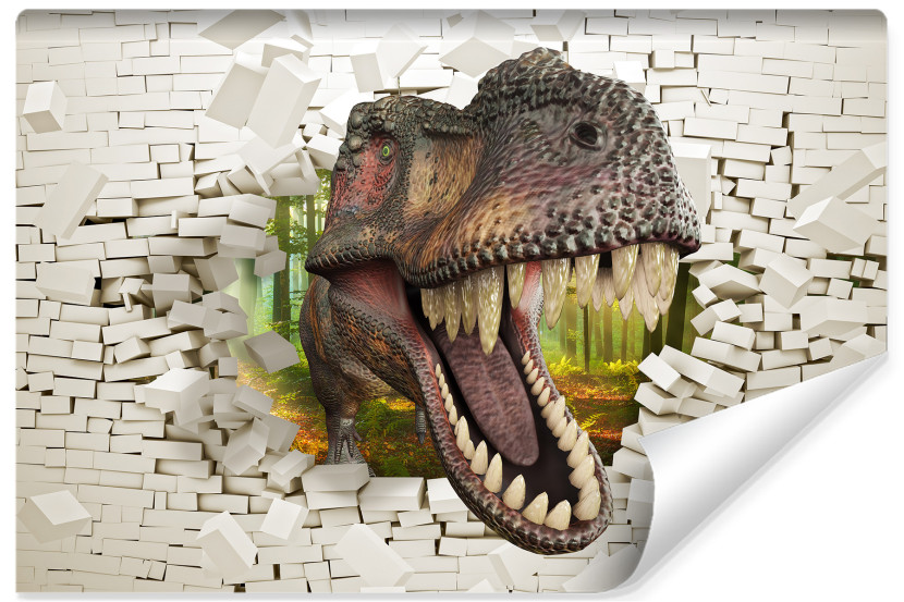 Fototapeta Młodzieżowa DINOZAUR Biała Cegła Mur 400x280cm 236866