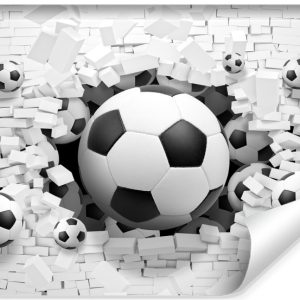 Fototapeta Młodzieżowa Piłki Nożne Mur 3D 270x180cm 87582 Fototapeta Młodzieżowa Piłki Nożne Mur 3D 270x180cm 87582
