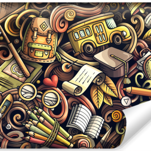 Fototapeta Młodzieżowa Retro PRZYBORY Szkoła 3D 405x270cm 268896 Fototapeta Młodzieżowa Retro PRZYBORY Szkoła 3D 405x270cm 268896