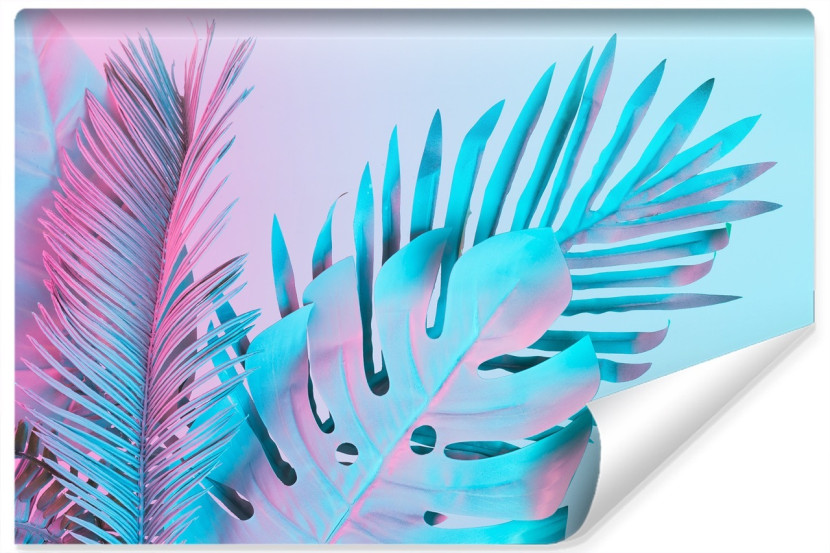 Fototapeta Niebiesko-Różowe LIŚCIE Natura 300x210cm 258745