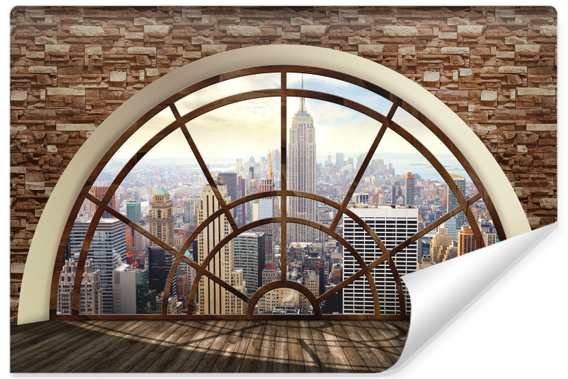 Fototapeta NOWY JORK Widok z Okna Cegły 3D 368x280cm 244015