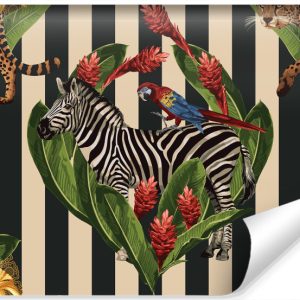 Fototapeta Ozdobna ZEBRA Kwiaty Liście 3D 450x300cm 259099 Fototapeta Ozdobna ZEBRA Kwiaty Liście 3D 450x300cm 259099