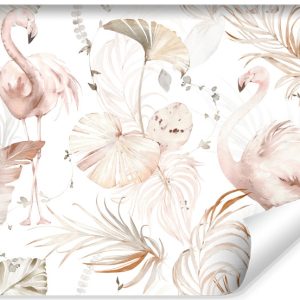 Fototapeta Pastelowe Flamingi Pośród Liści 416x254cm 168068 Fototapeta Pastelowe Flamingi Pośród Liści 416x254cm 168068