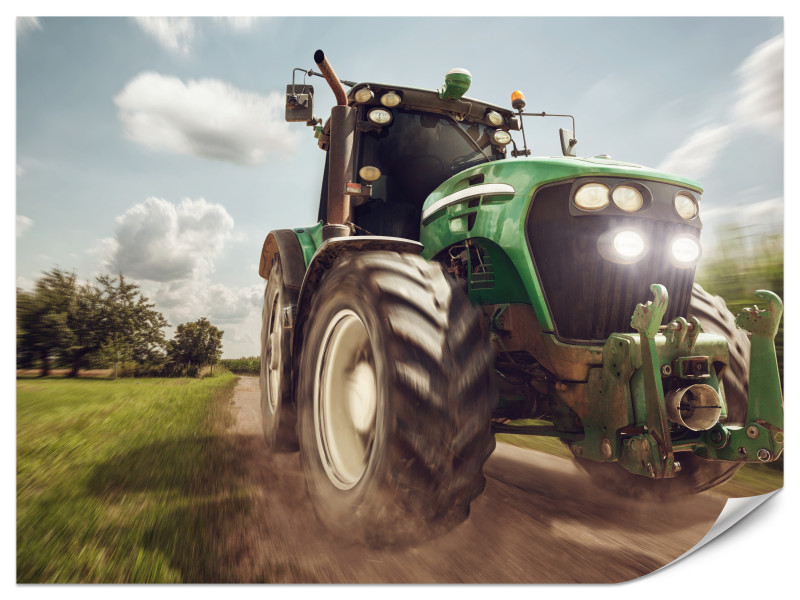 Fototapeta Pędzący traktor 150x105cm 988210