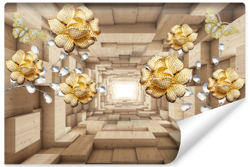 Fototapeta Ścienna TUNEL 3D Abstrakcyjne Kwiaty 368x254cm 175256