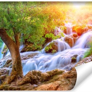 Fototapeta Słońce ZIELEŃ Wodospad Efekt 3D 135x90cm 263003