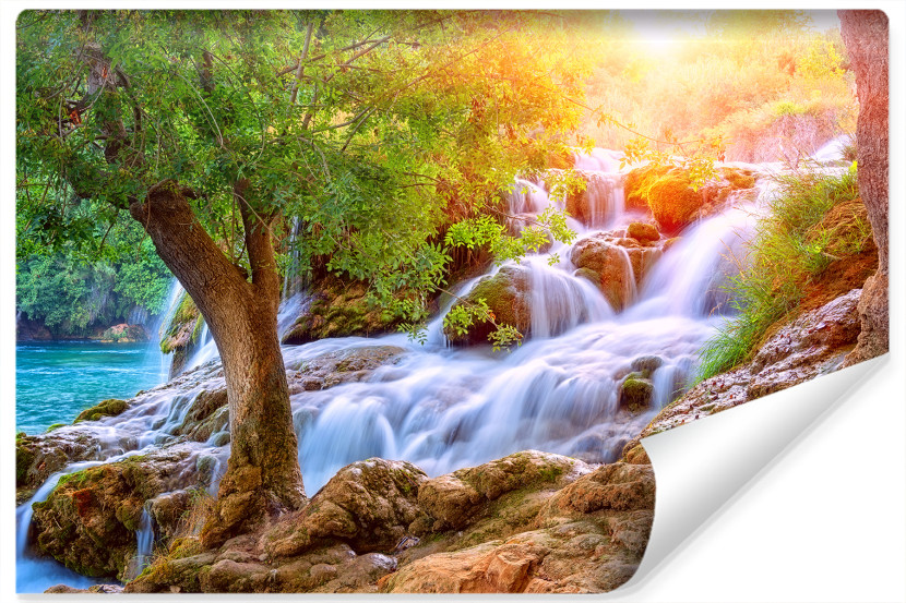 Fototapeta Słońce ZIELEŃ Wodospad Efekt 3D 208x146cm 262828