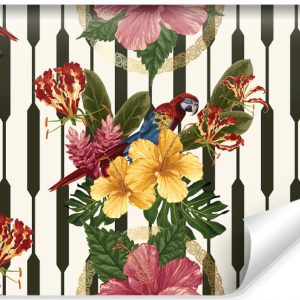 Fototapeta Styl Retro PAPUGI Kwiaty Liście 104×70.5cm 255568 Fototapeta Styl Retro PAPUGI Kwiaty Liście 104×70.5cm 255568