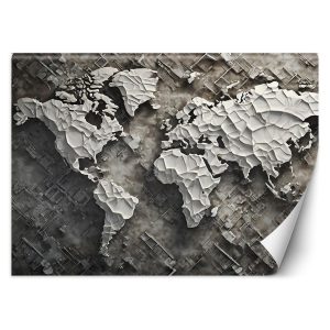 Fototapeta, Szara mapa świata 3D 482305 Fototapeta, Szara mapa świata 3D 482305