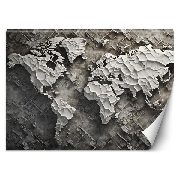 Fototapeta, Szara mapa świata 3D 482610