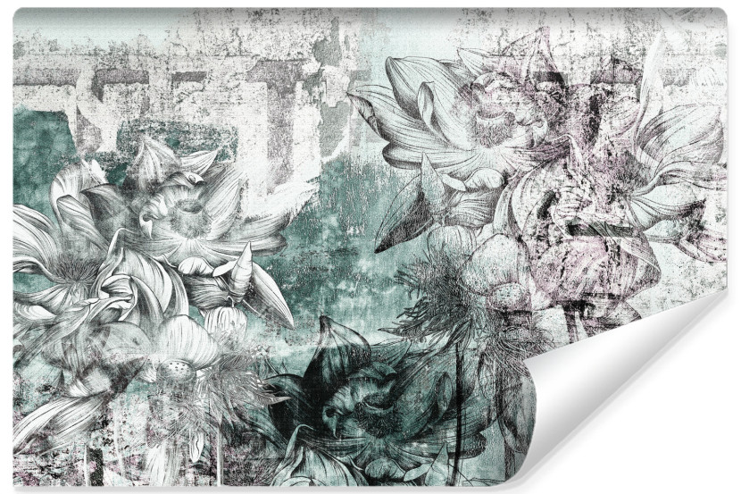 Fototapeta Tropikalne Kwiaty Na Betonie 90x60cm 310964