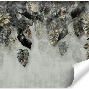 Fototapeta Tropikalne Liście Na Betonie 3D 416x254cm 309477