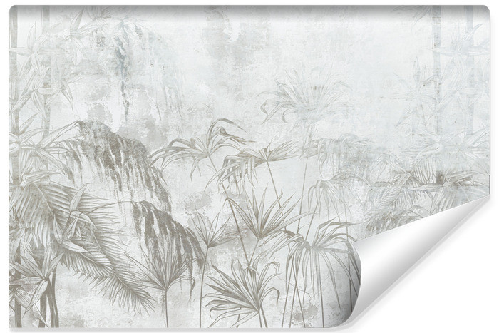 Fototapeta Tropikalne Liście Na Betonowym Tle 520x318cm 307695