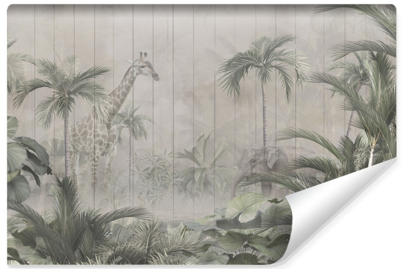 Fototapeta Tropikalny Las Na Imitacji Desek 90x60cm 168005