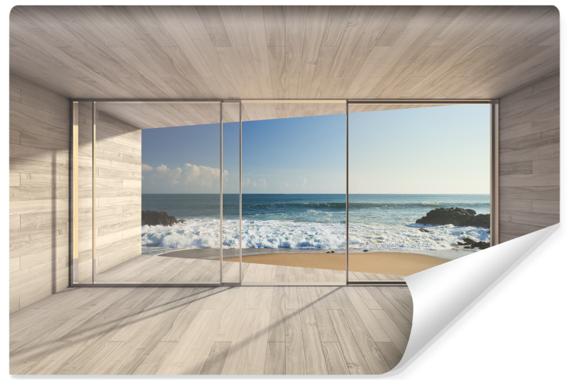 Fototapeta Widok z Okna Na Plażę i Morze 180x120cm 236719