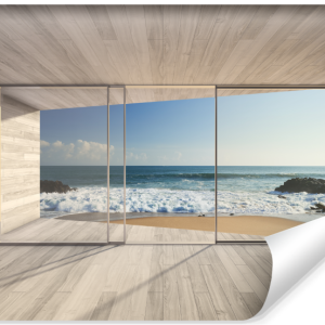 Fototapeta Widok z Okna Na Plażę i Morze 312x219cm 236743 Fototapeta Widok z Okna Na Plażę i Morze 312x219cm 236743