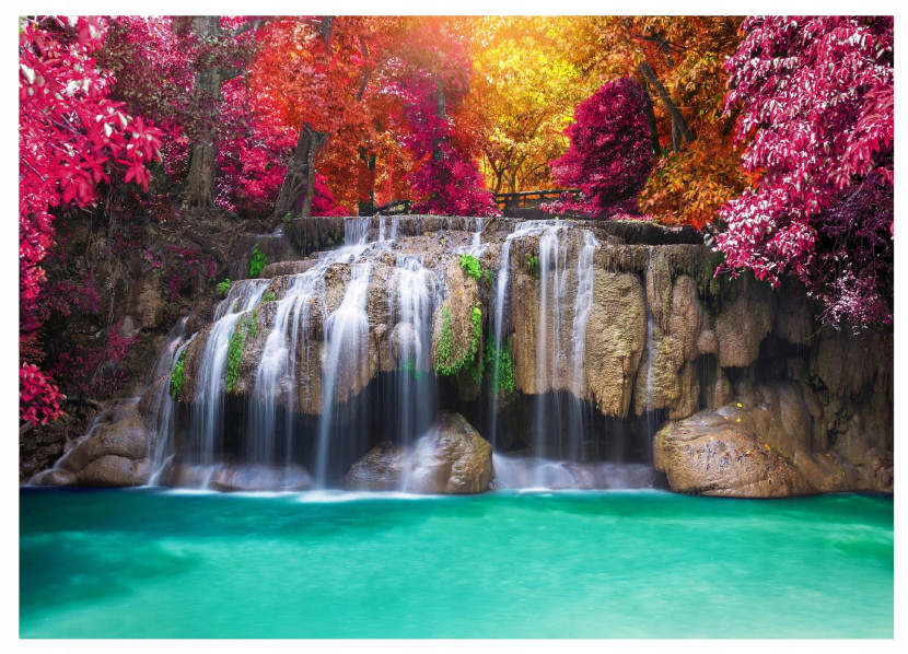 Fototapeta Wodospad 3D Las Natura Do Salonu Tapeta 350X250 267281