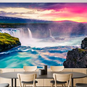 Fototapeta Wodospad Godafoss o Zachodzie Słońca 300x210cm 985730