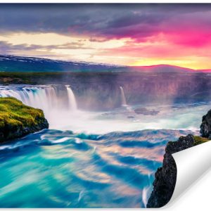 Fototapeta Wodospad Godafoss o Zachodzie Słońca 405x270cm 225737 Fototapeta Wodospad Godafoss o Zachodzie Słońca 405x270cm 225737