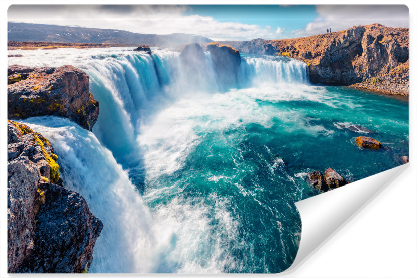 Fototapeta Wodospad ISLANDIA Klif Niebo 3D 104x70.5cm 257538