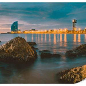 Fototapeta Wybrzeże Barcelony nocą 100x70cm 984348