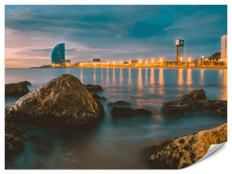 Fototapeta Wybrzeże Barcelony nocą 500x350cm 984584