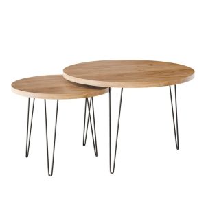 KOLM Stolik kawowy okrągły LAPP zestaw Ø50 + Ø68 cm Dąb Craft 729614 KOLM Stolik kawowy okrągły LAPP zestaw Ø50 + Ø68 cm Dąb Craft 729614