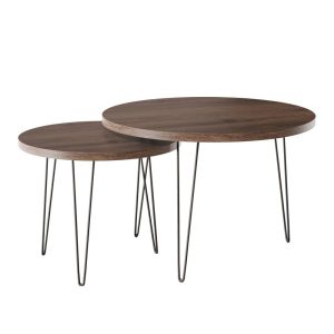 KOLM Stolik kawowy okrągły LAPP zestaw Ø50 + Ø68 cm Dąb Czekoladowy 729623 KOLM Stolik kawowy okrągły LAPP zestaw Ø50 + Ø68 cm Dąb Czekoladowy 729623
